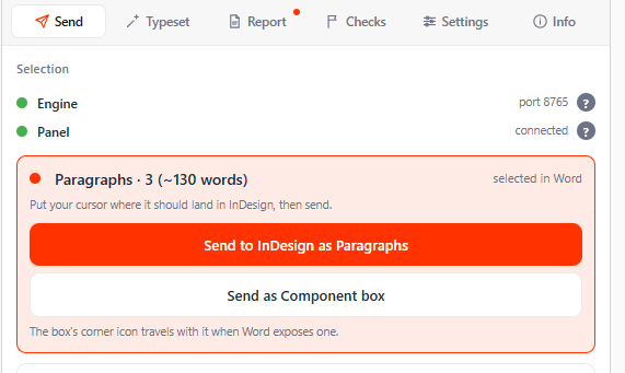 Paragraphs selected: the card offers two shapes, plain paragraphs or a component box