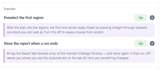 The panel's two transfer settings with their explanations open
